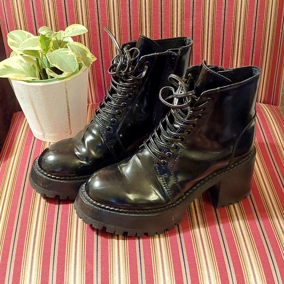 Jeffrey Campbell Black Glossy Combat Boots - Picture 3 of 16